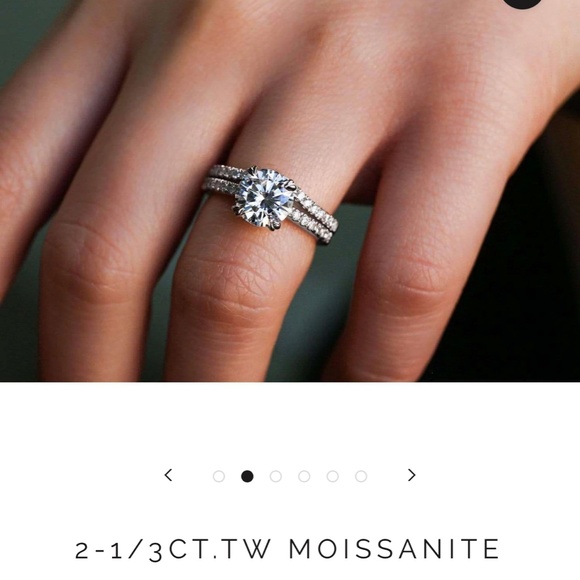 2-1/3CT.TW MOISSANITE AND LAB DIAMOND BRIDAL SET - WHITE GOLD - Picture 5 of 9